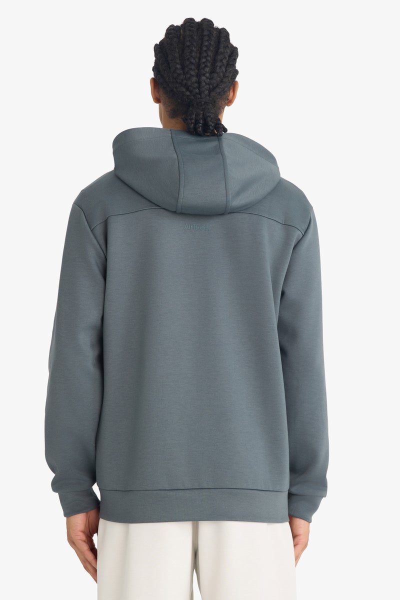 DeFacto Grey Man Standard Fit Hooded Cardigan Casual - Image 5